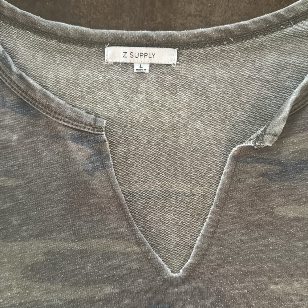 Z Supply Olive Camo V-Neck T-Shirt Dress - Picture 2 of 2
